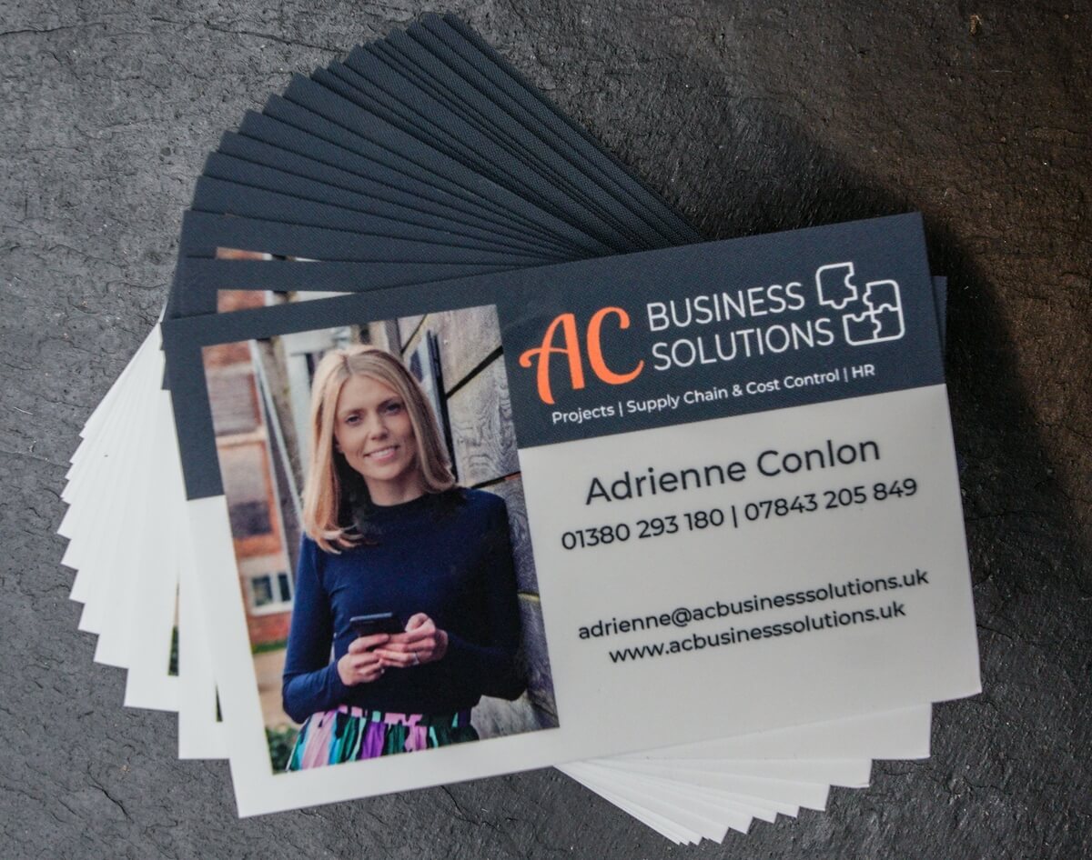 business cards pile